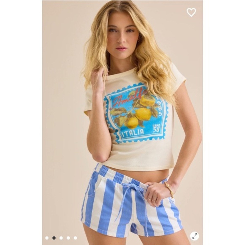 Altar'd State Blue White Striped Drawstring Shorts Size Medium